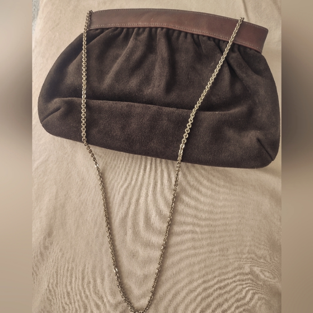 Lewis Leather Clutch with Metallic Strap